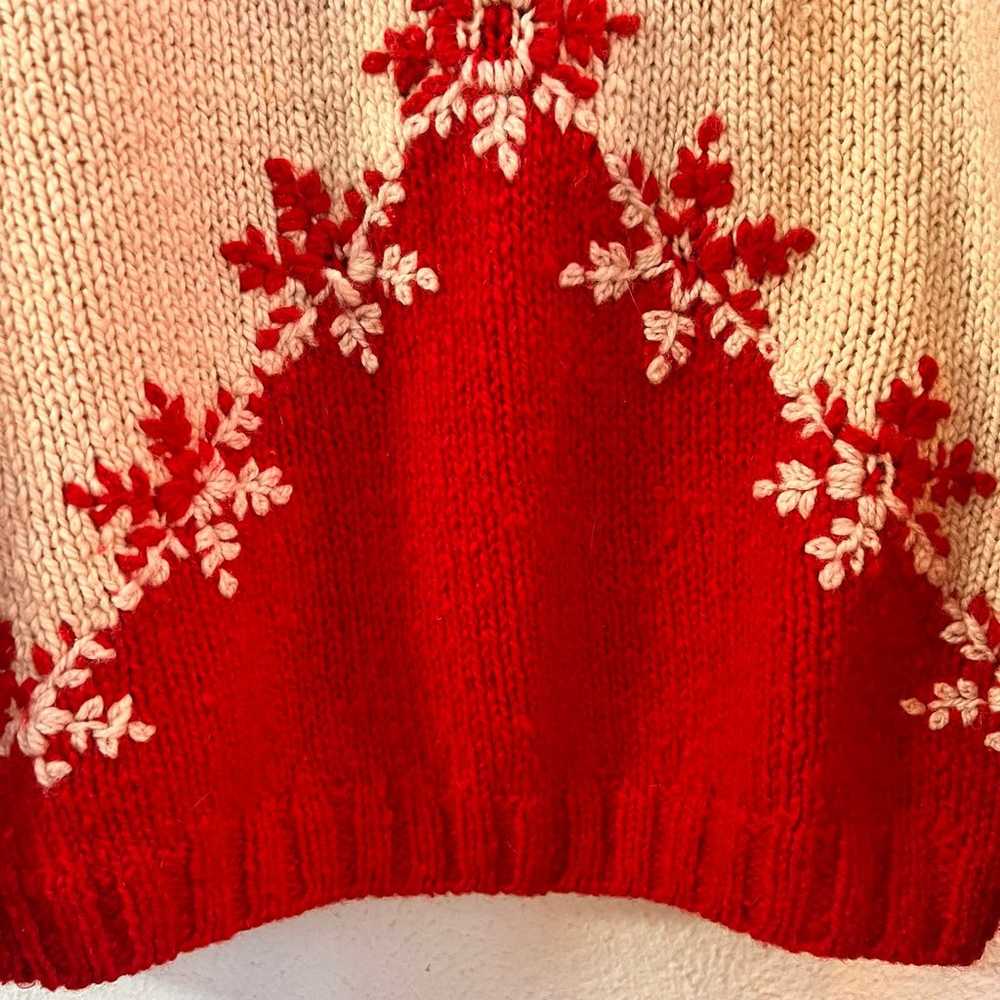 Vintage Express red ivory snowflake wool sweater - image 3