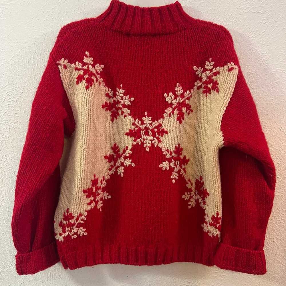 Vintage Express red ivory snowflake wool sweater - image 4