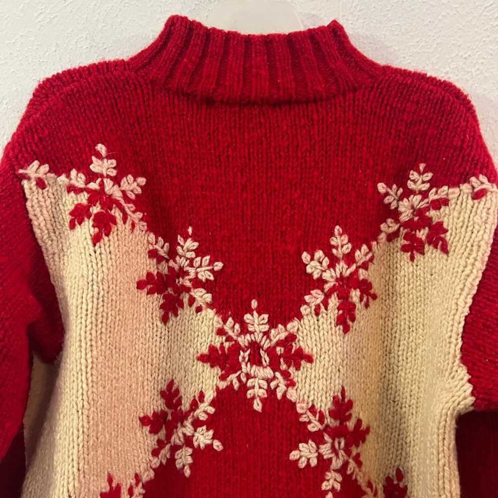 Vintage Express red ivory snowflake wool sweater - image 5