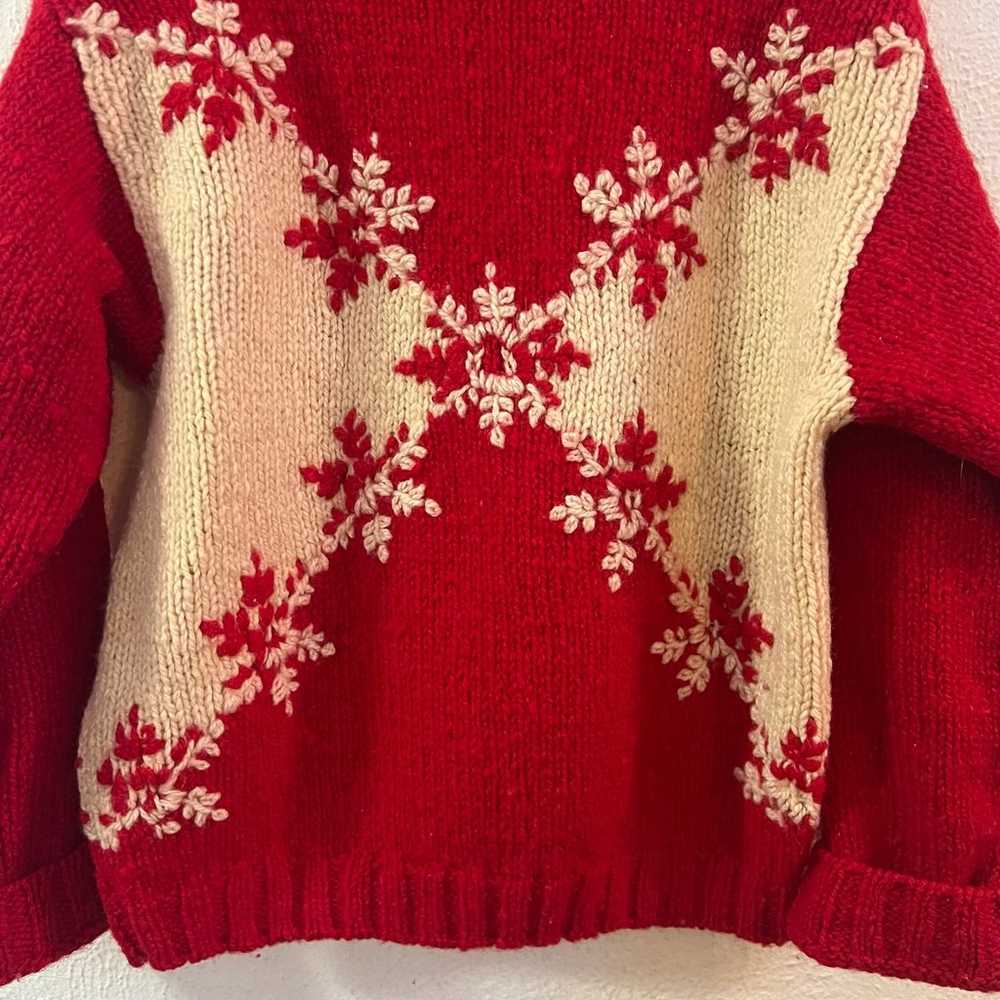 Vintage Express red ivory snowflake wool sweater - image 7