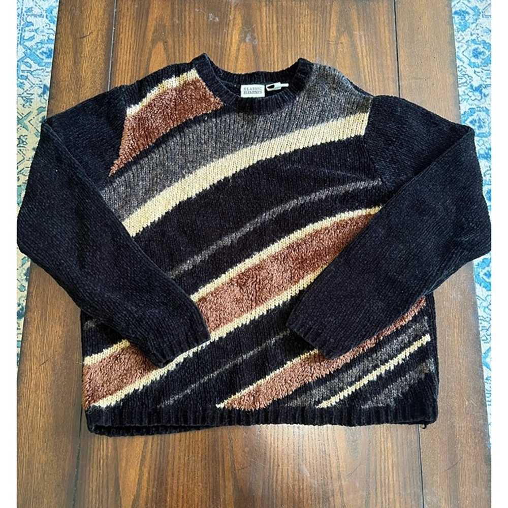 Vintage 90's Classic Elements Striped Crewneck Lo… - image 1