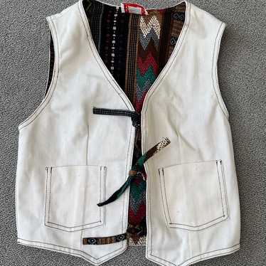 Vintage Claribels Closet White Indian Tribal Vest… - image 1