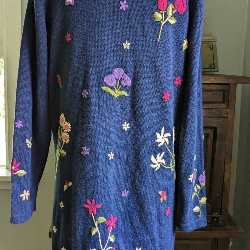 Vintage Embroidered Quacker Factory Long Cardigan… - image 2