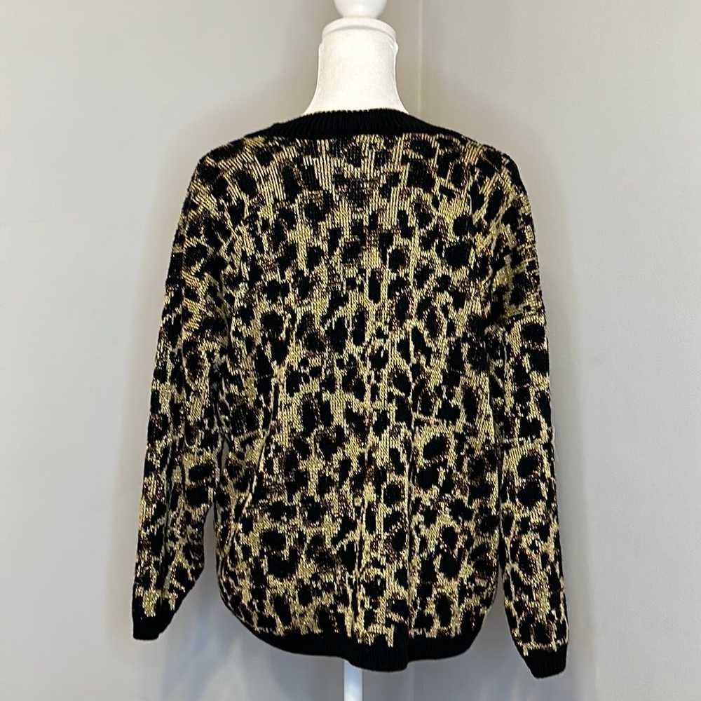 Rose Vintage Metallic Cheetah Print Sweater - image 2