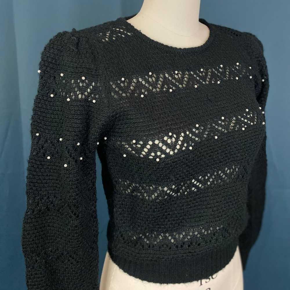 Vintage 80s Puff Sleeve Open Knit Sweater - image 2