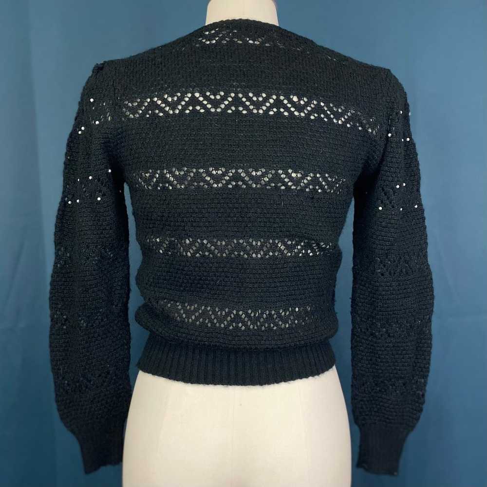 Vintage 80s Puff Sleeve Open Knit Sweater - image 3