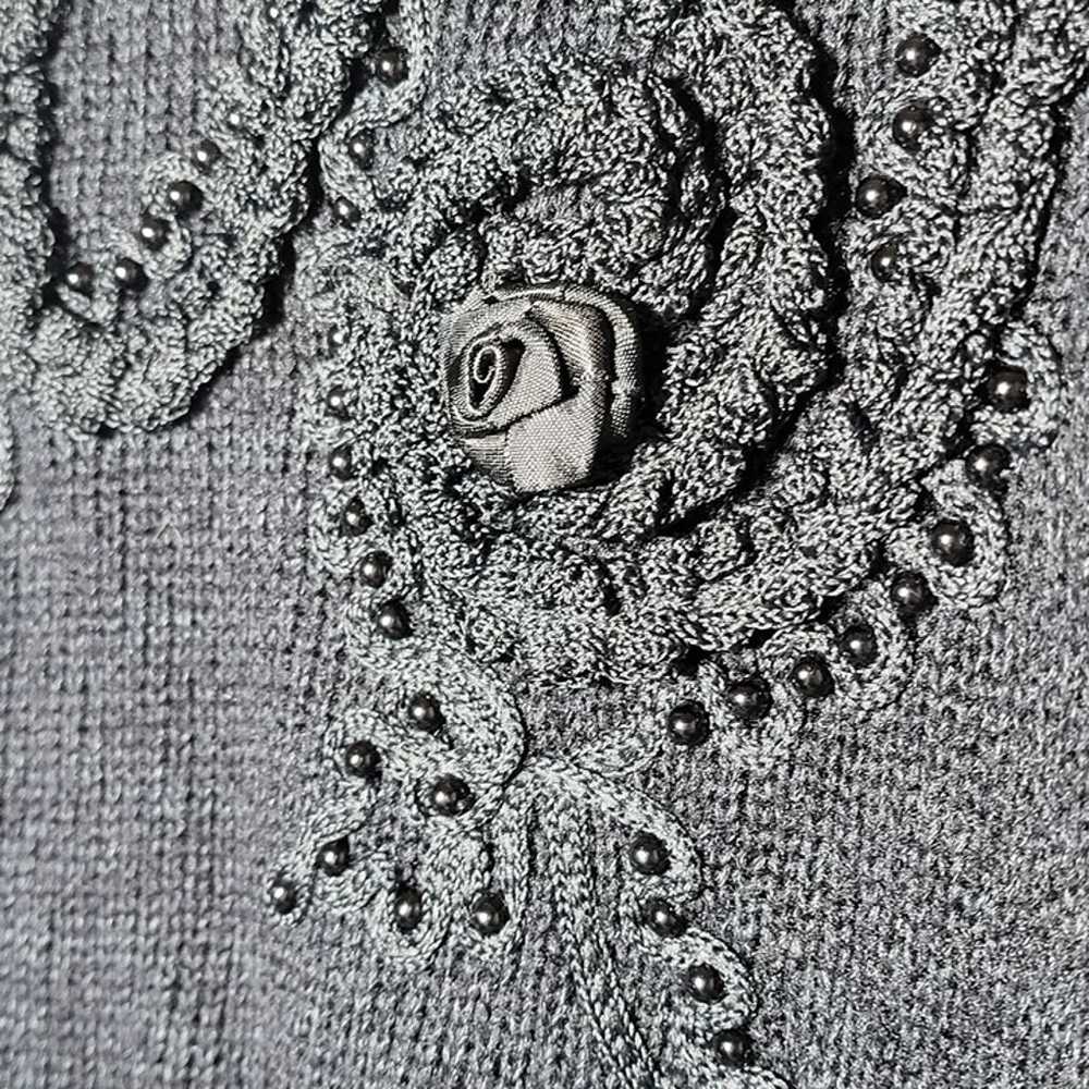 Vintage Dana Scott Womens Black Beaded Rosette Sw… - image 6