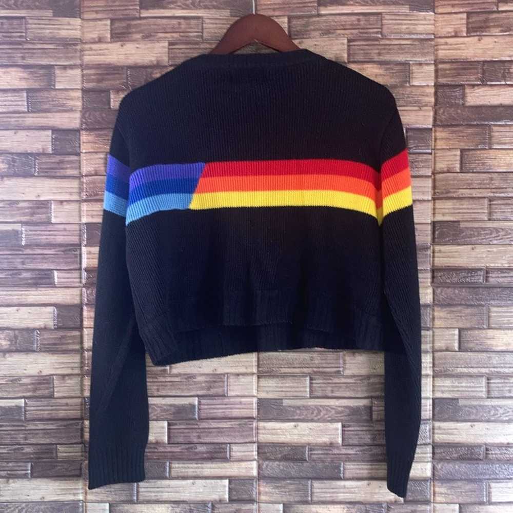 Vintage 80’s Womens Medium Black Acrylic Rainbow … - image 2