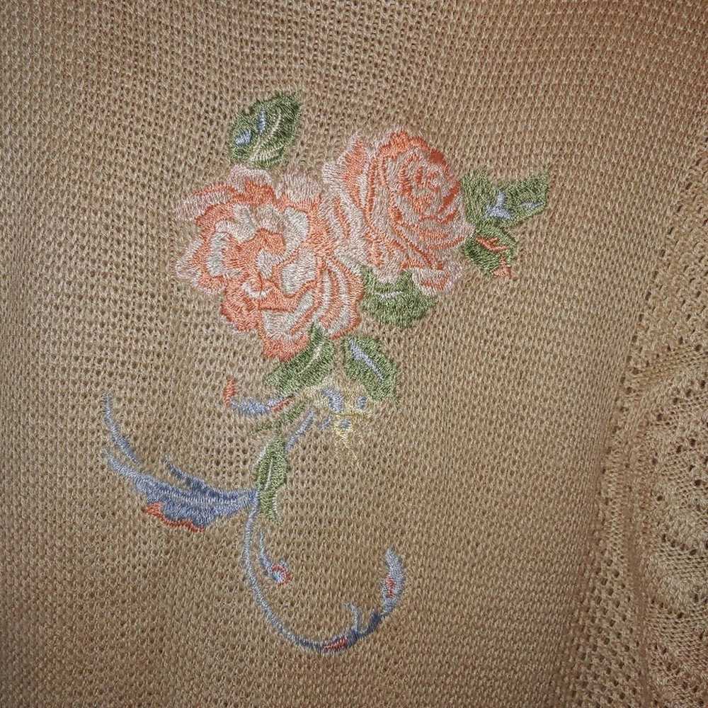 Cottage core floral embroidery sweater - image 2