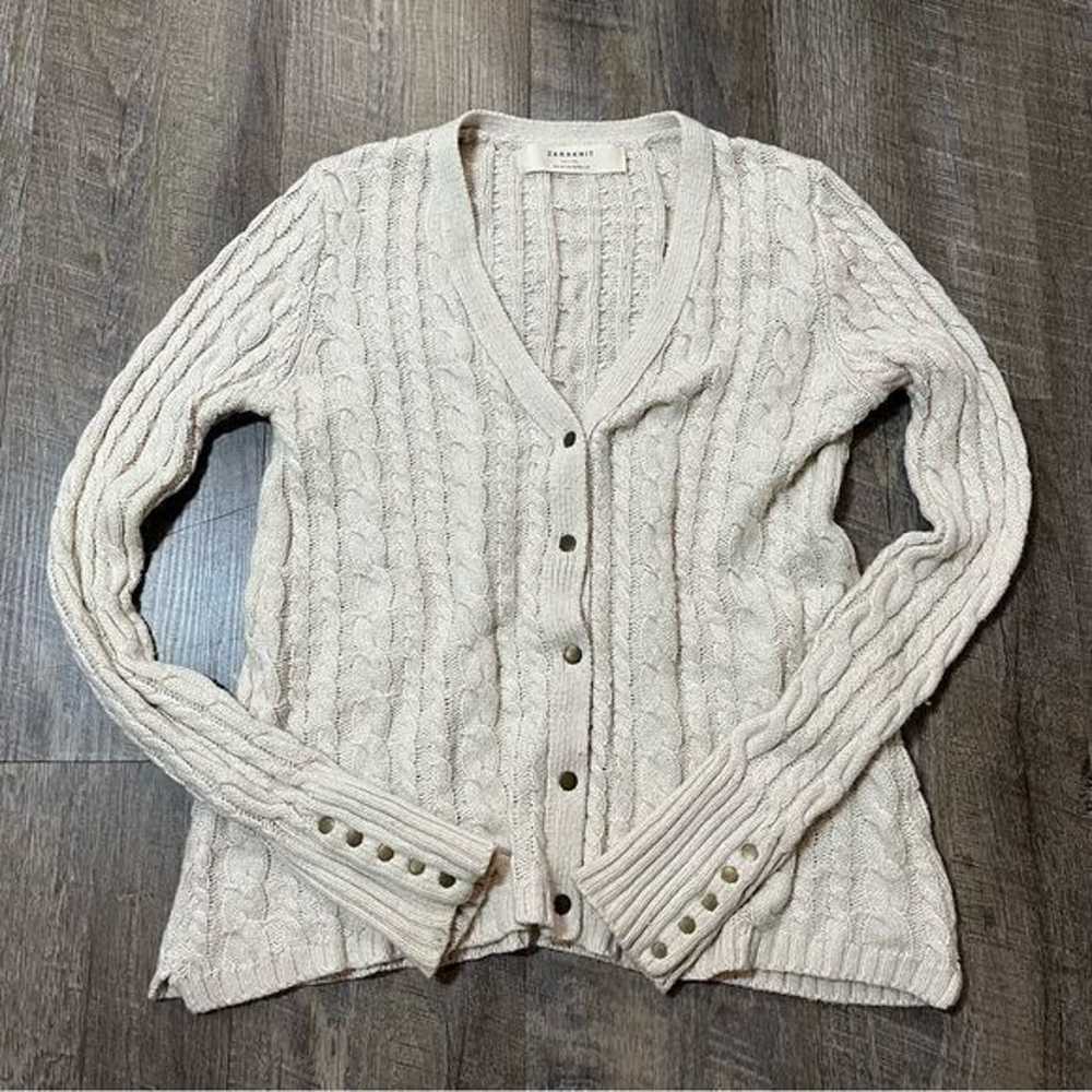 Vintage Zara Cream Knit Button Cardigan Sweater W… - image 1