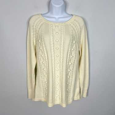 Talbots CASHMERE Blend Pullover Sweater M Ivory F… - image 1