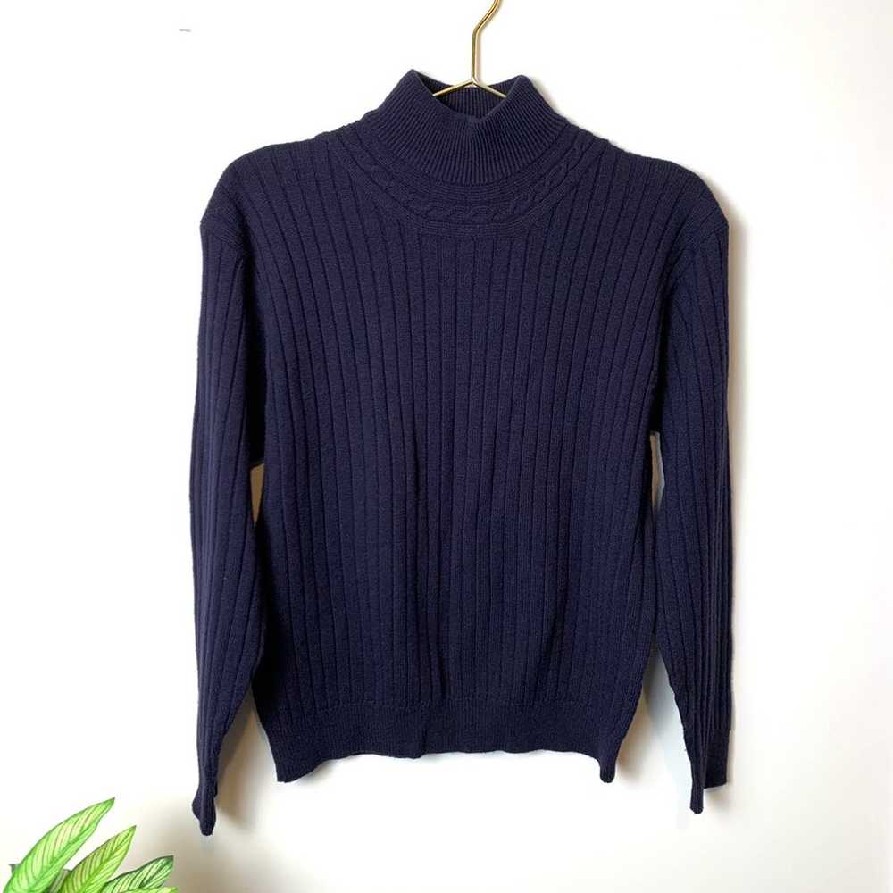 Lambswool  Super Soft Blue Turtleneck Sweater Sz M - image 1