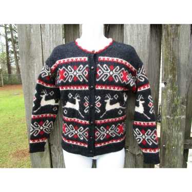 Vintage Lands End 100% Wool Women's Sweater Blk R… - image 1