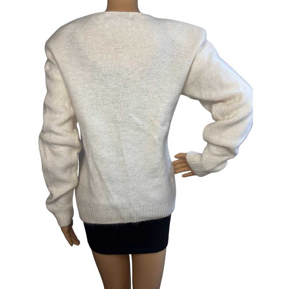 Vintage 90s Ivory Lambswool Angora Pullover Sweat… - image 4