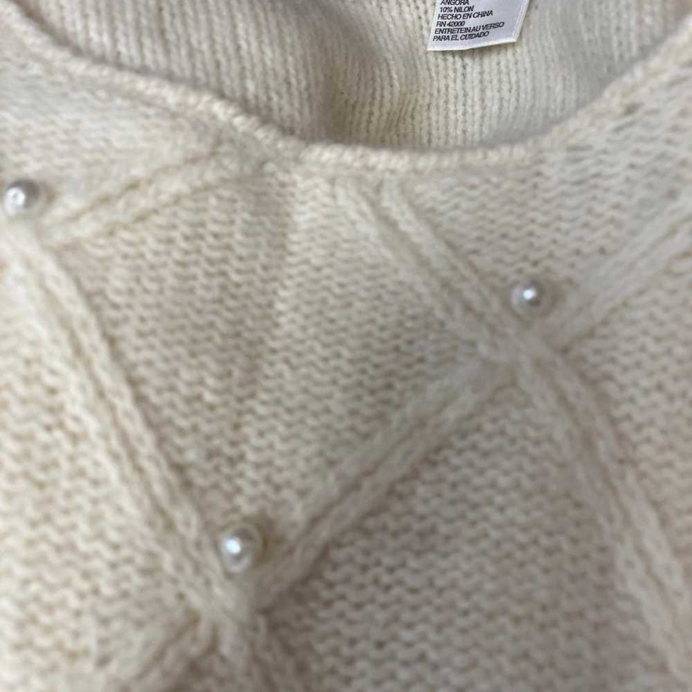 Vintage 90s Ivory Lambswool Angora Pullover Sweat… - image 7