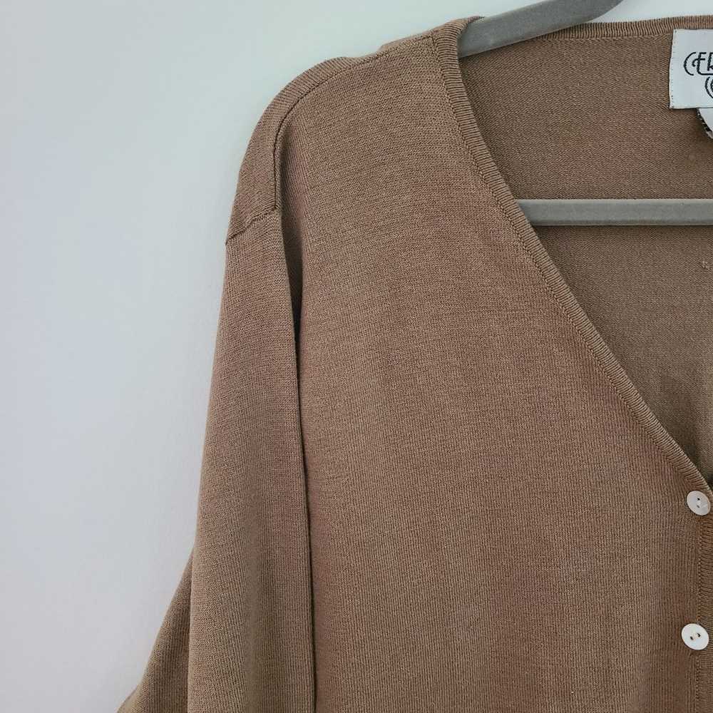 VTG Cervelle Camel Tan Silk Wool V-Neck Mother of… - image 2