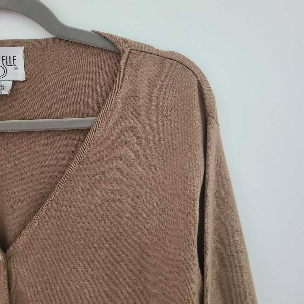 VTG Cervelle Camel Tan Silk Wool V-Neck Mother of… - image 4