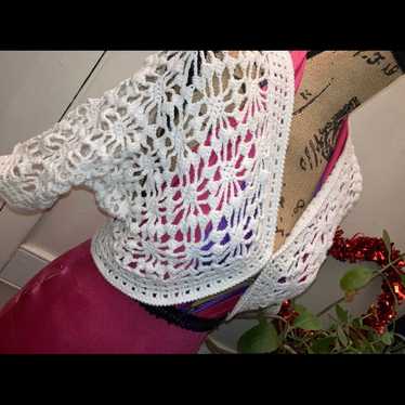 Retro Open Weave Cardigan Sweater Top Juniors Siz… - image 1