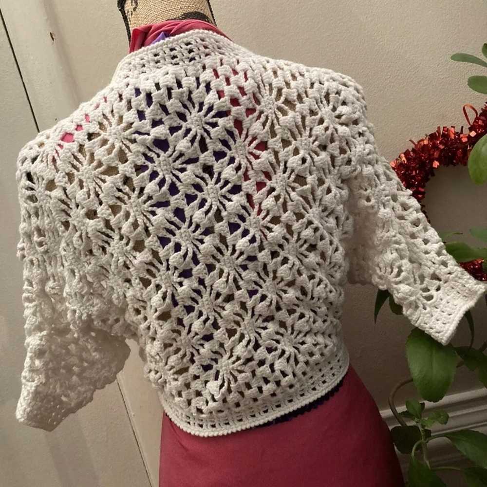 Retro Open Weave Cardigan Sweater Top Juniors Siz… - image 5