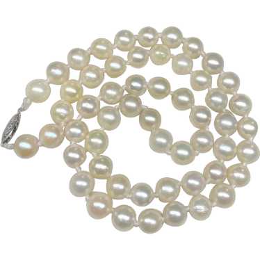 8mm Salt Water Cultured Pearl Necklace with 10K Wh