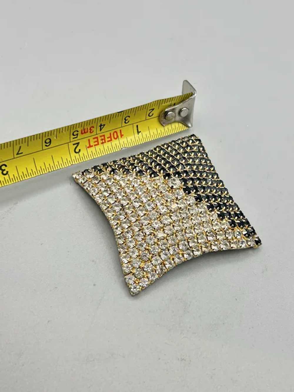 Vintage Rhinestones Pin Brooch Black Clear Prong … - image 7