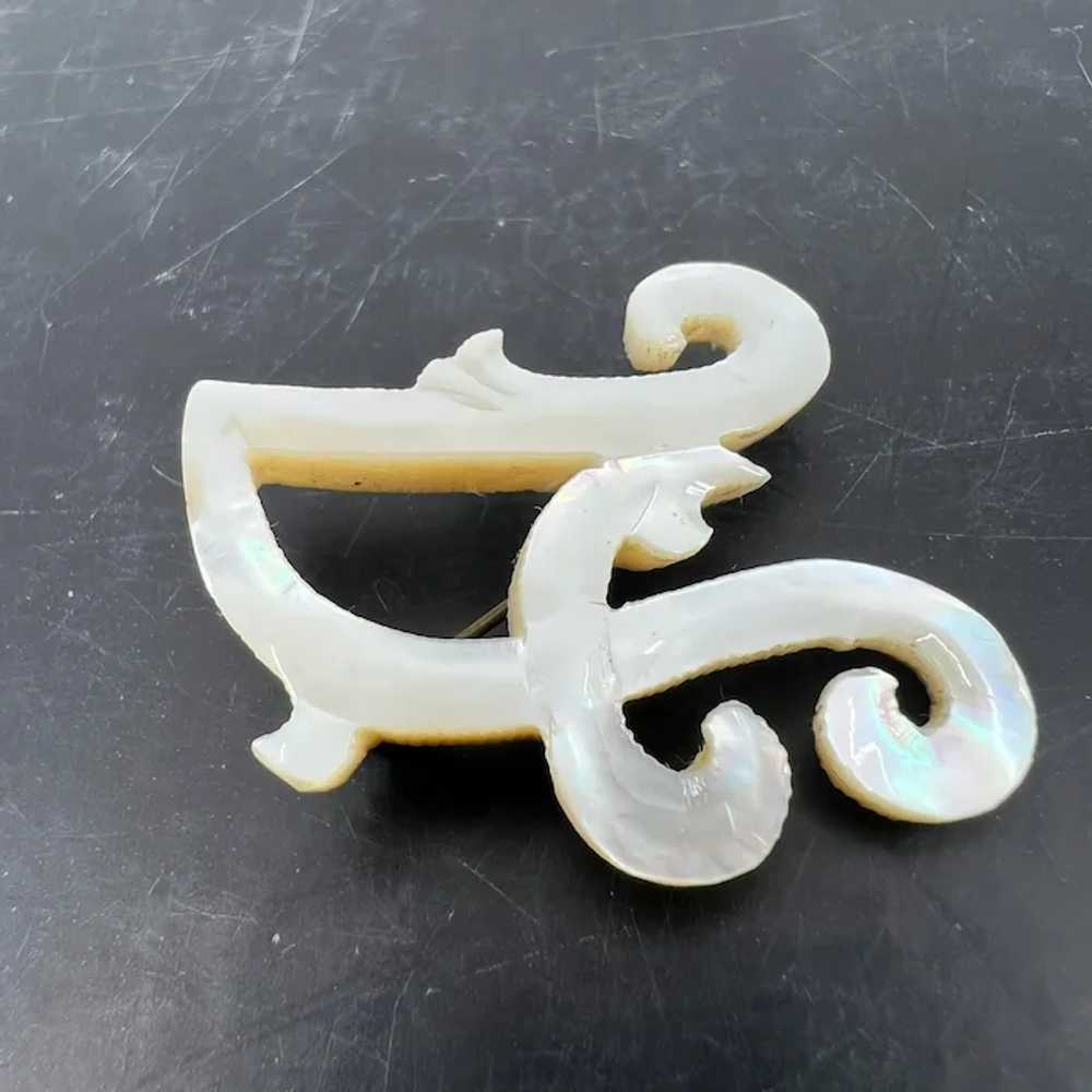 Vintage Hand Carved Mother Of Pearl Letter "A" Pi… - image 11