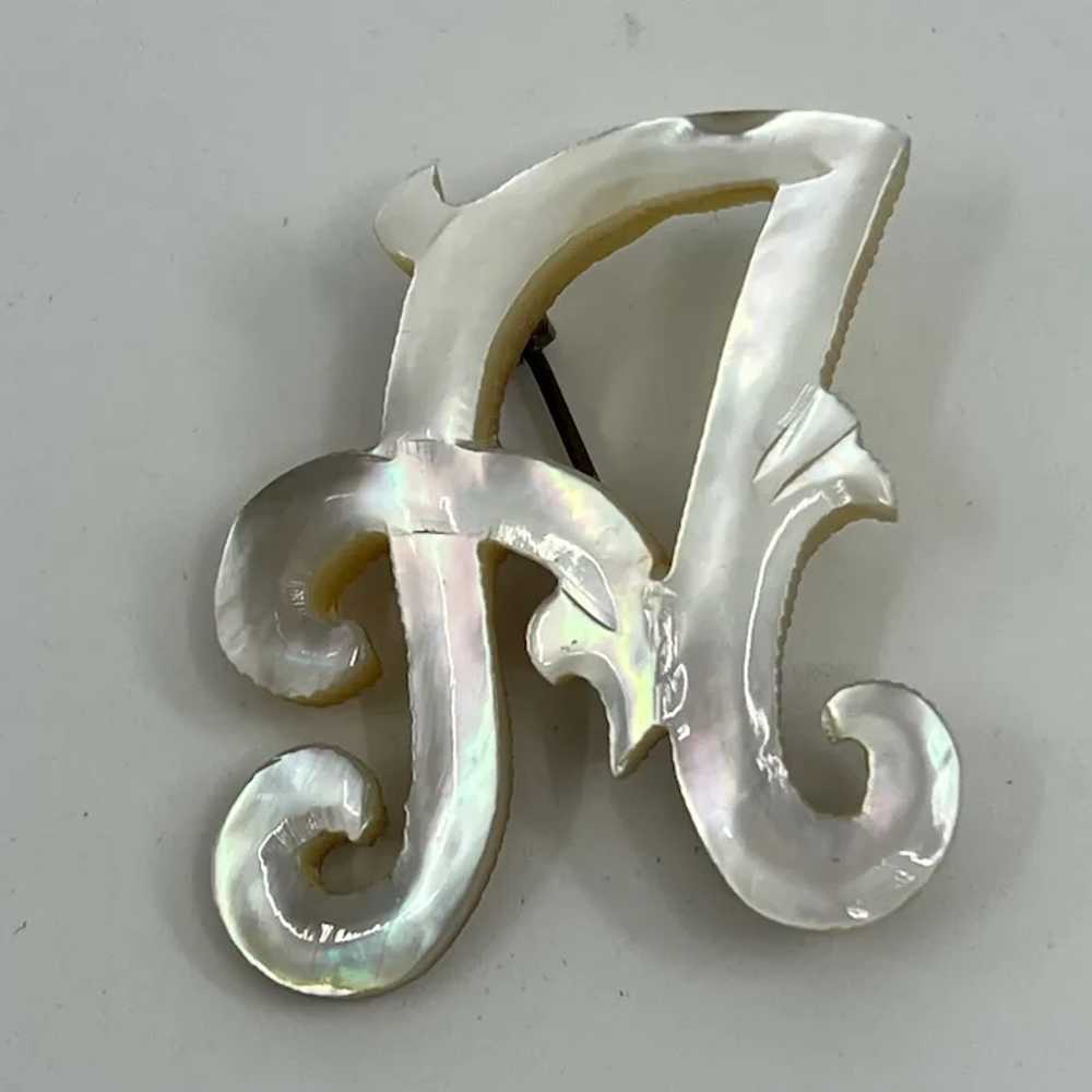 Vintage Hand Carved Mother Of Pearl Letter "A" Pi… - image 12