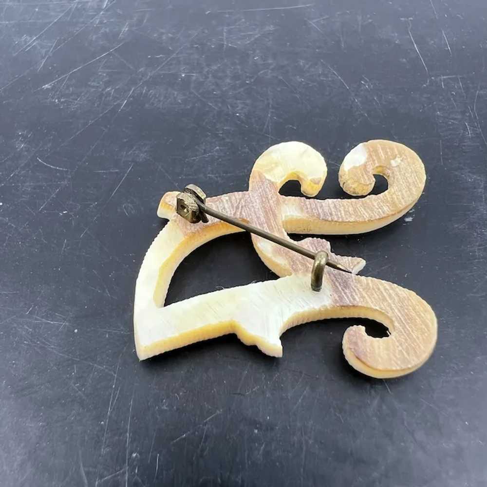 Vintage Hand Carved Mother Of Pearl Letter "A" Pi… - image 4