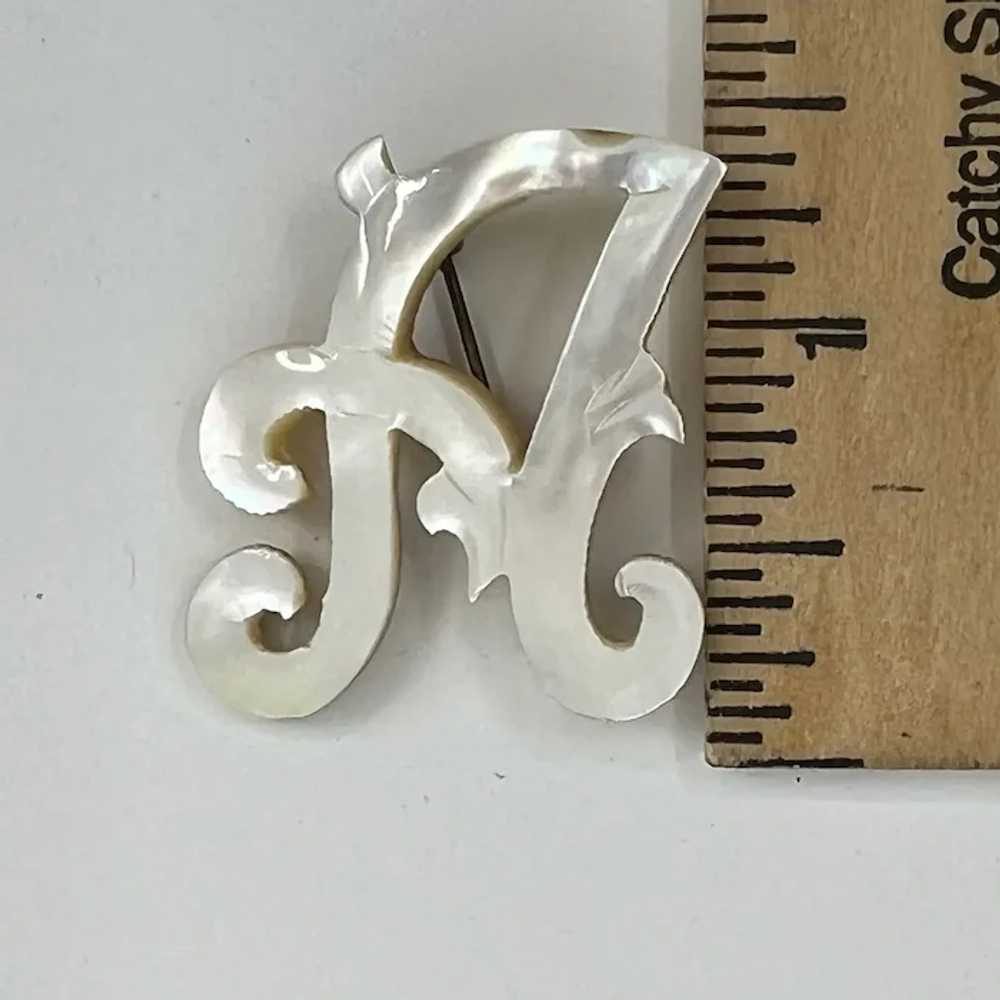 Vintage Hand Carved Mother Of Pearl Letter "A" Pi… - image 5