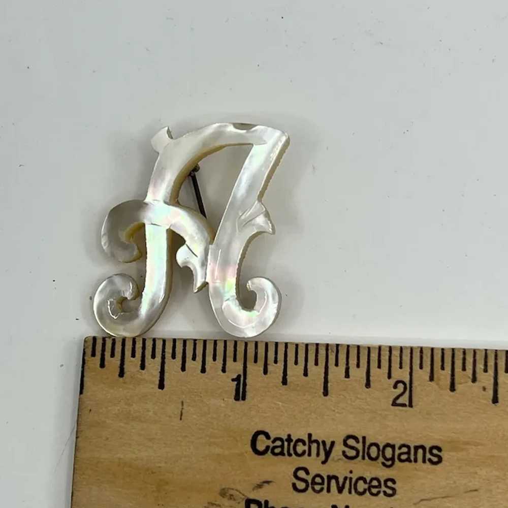 Vintage Hand Carved Mother Of Pearl Letter "A" Pi… - image 6