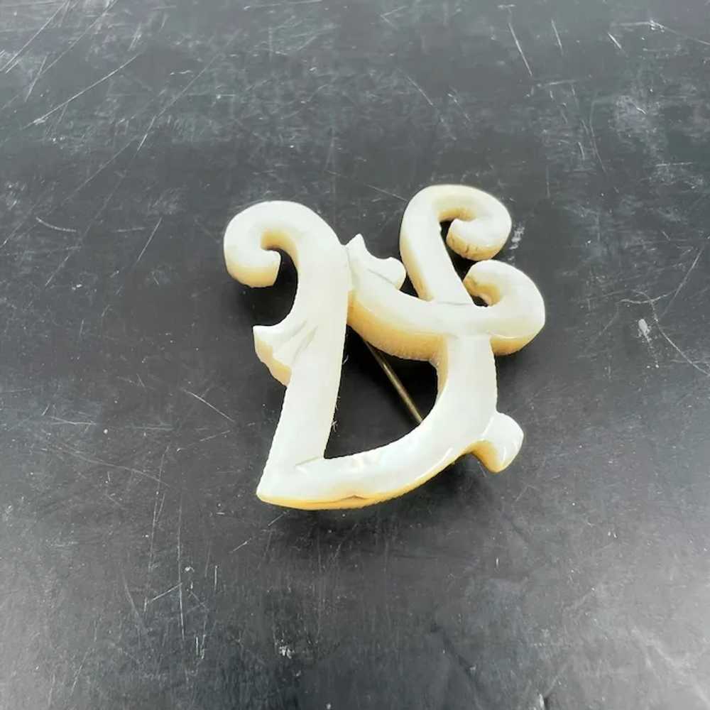 Vintage Hand Carved Mother Of Pearl Letter "A" Pi… - image 8