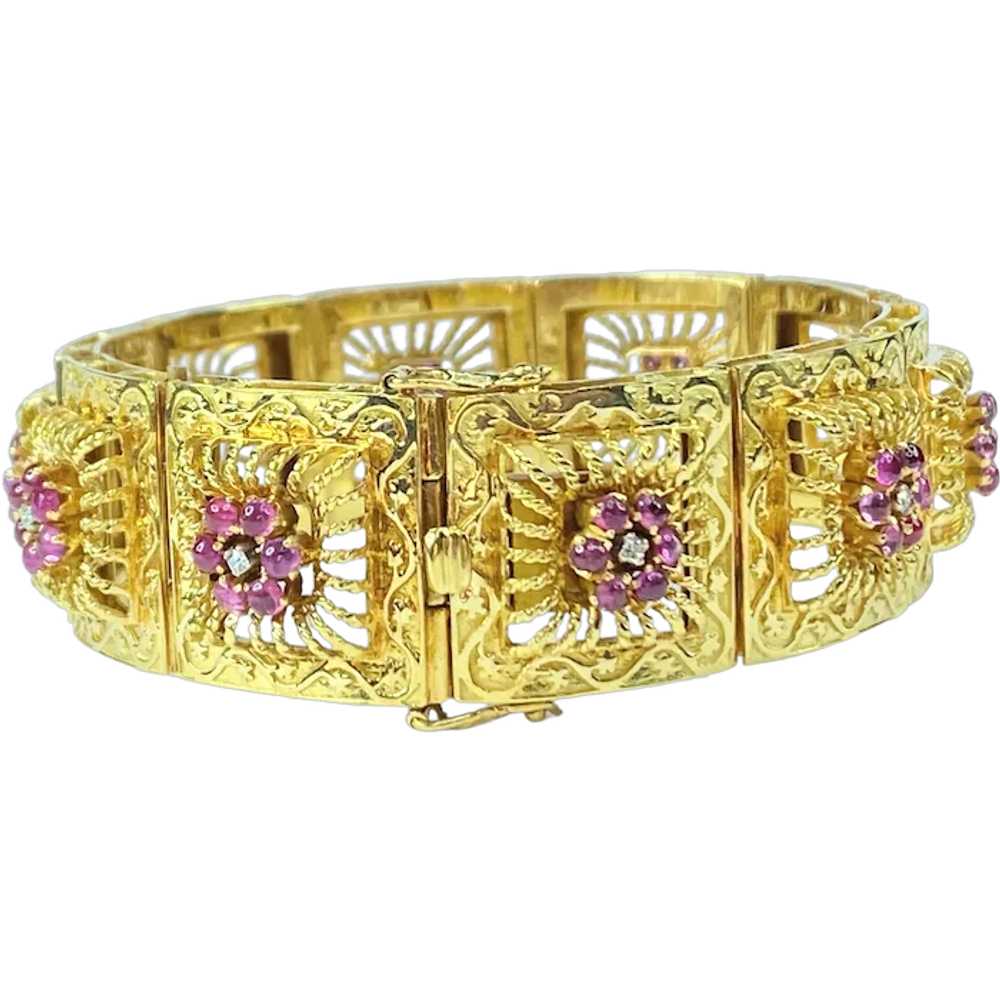 1.25ctw Ruby, 0.20ctw Diamond and 18K Yellow Gold… - image 1