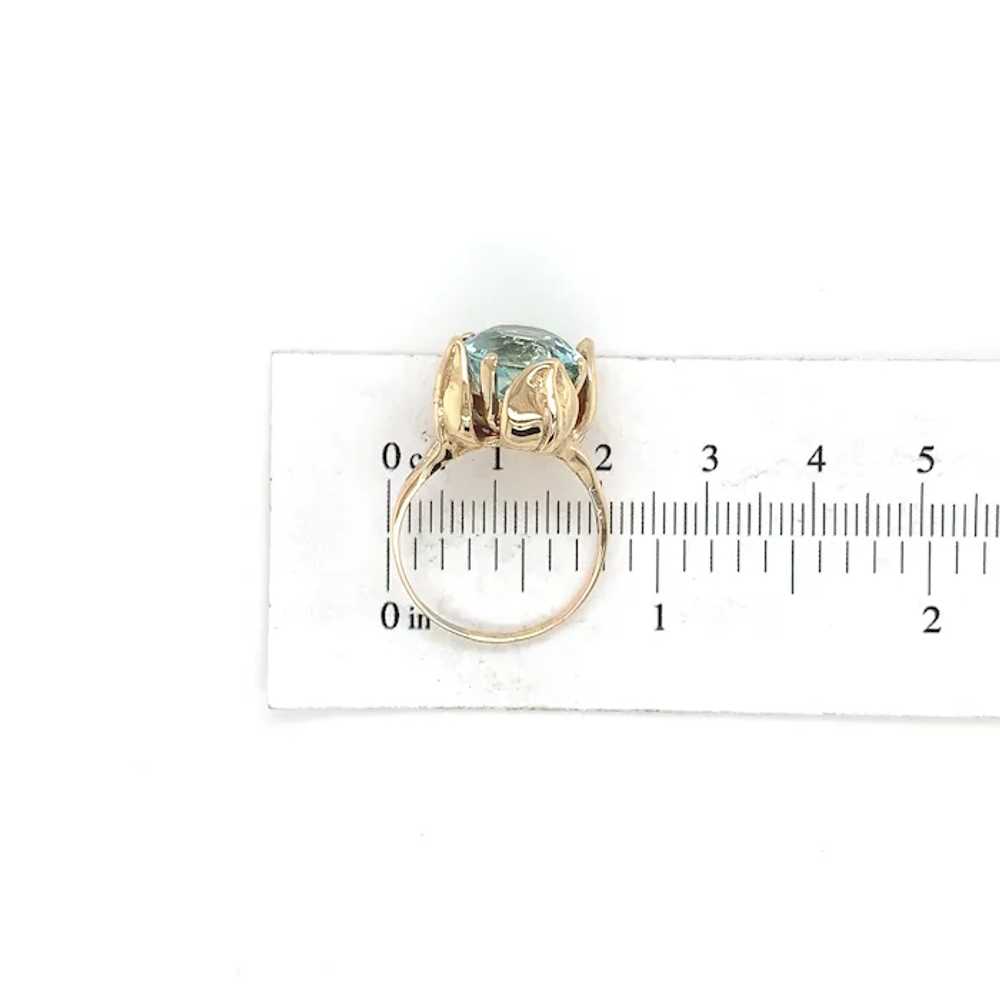 Retro 14K Gold 6.60 carat Aquamarine Ring Tulip L… - image 7