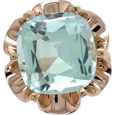 Retro 14K Rosy Yellow Gold 10.72 carat Aquamarine 