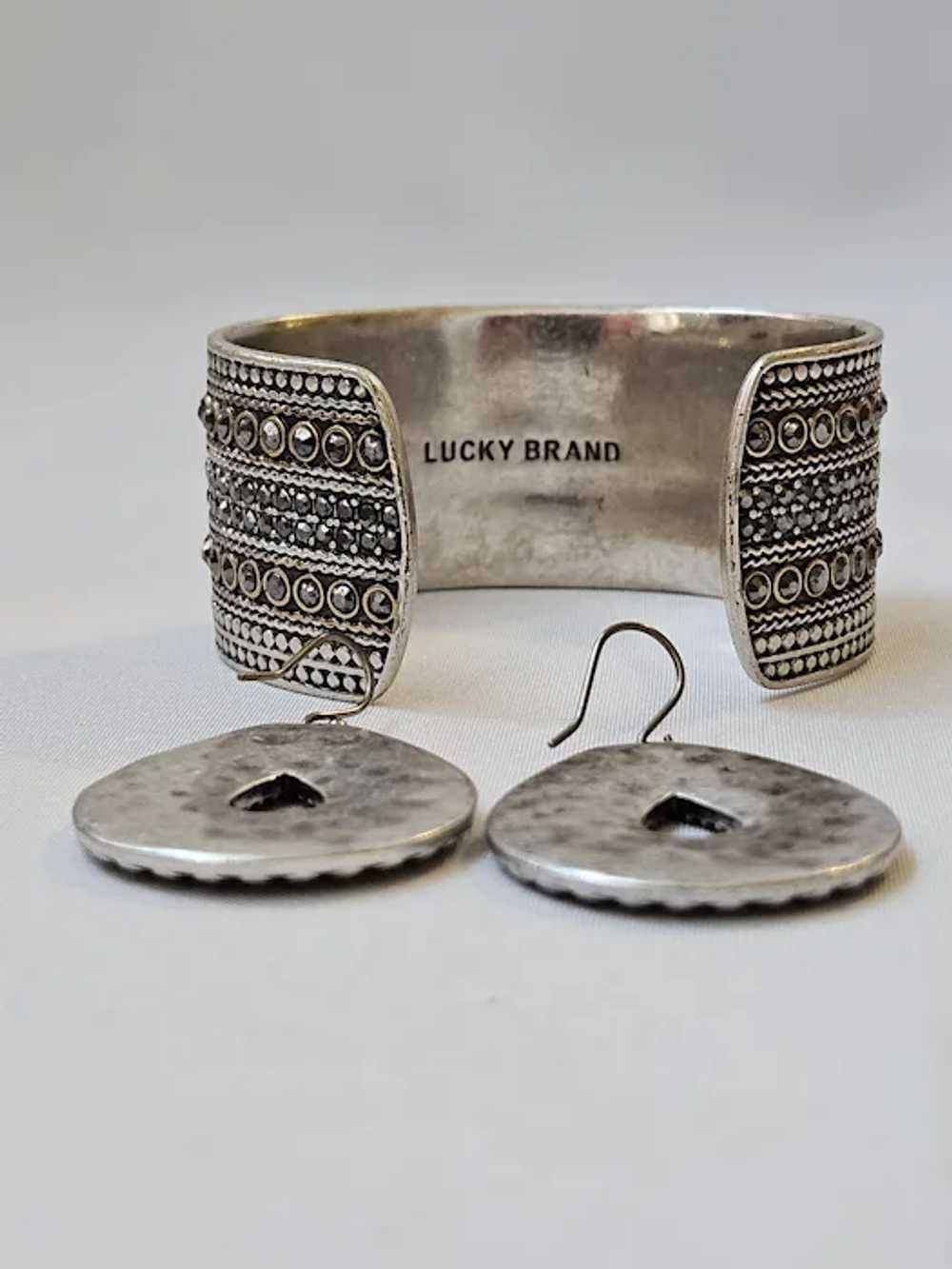 Vintage Lucky Brand Cuff Bracelet Pierced Earring… - image 2