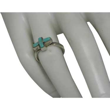 Vintage Sterling Silver Turquoise Cross Ring