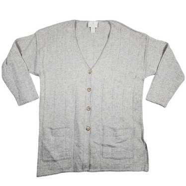 Express Tricot VTG Gray Button Up Grandpacore Lam… - image 1