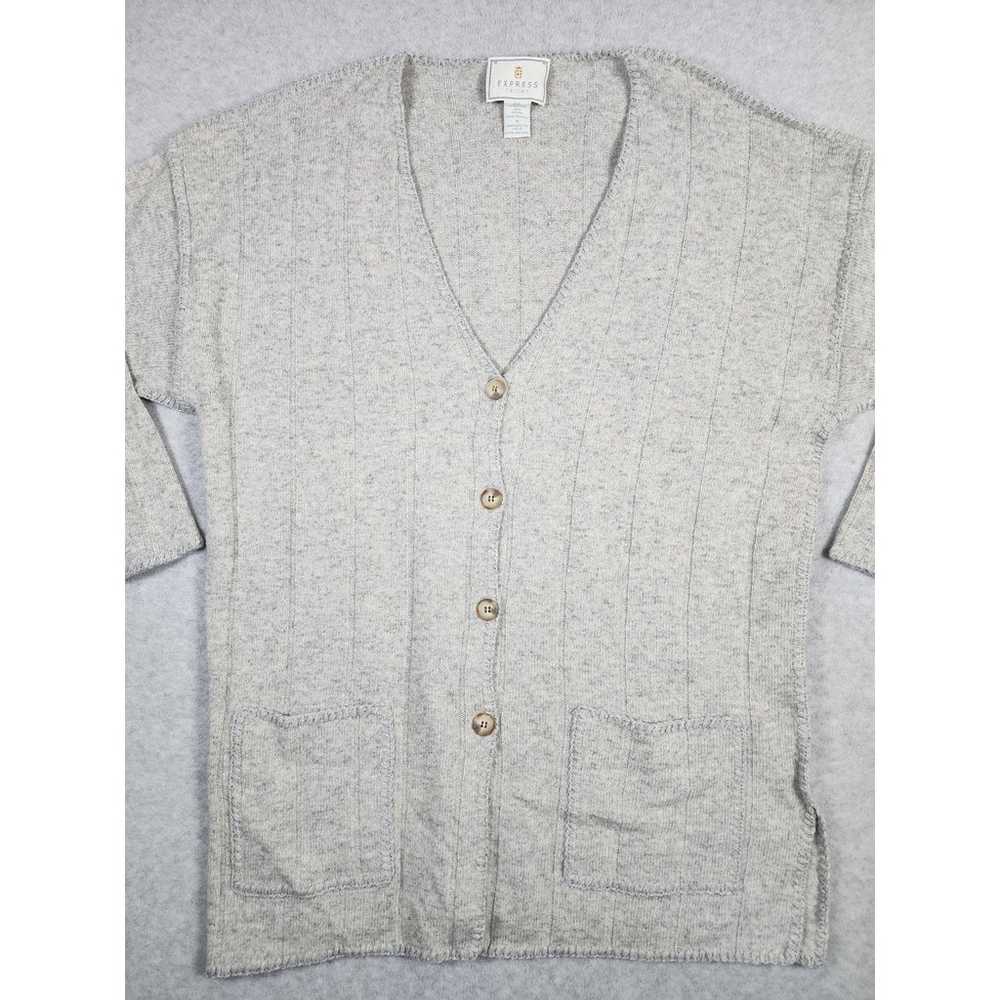 Express Tricot VTG Gray Button Up Grandpacore Lam… - image 2