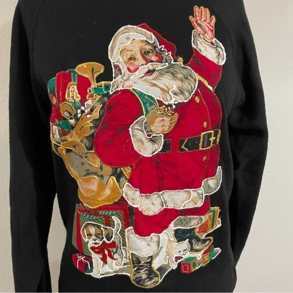 Jerzees | Vintage Hand Painted Santa Claus Crewne… - image 2