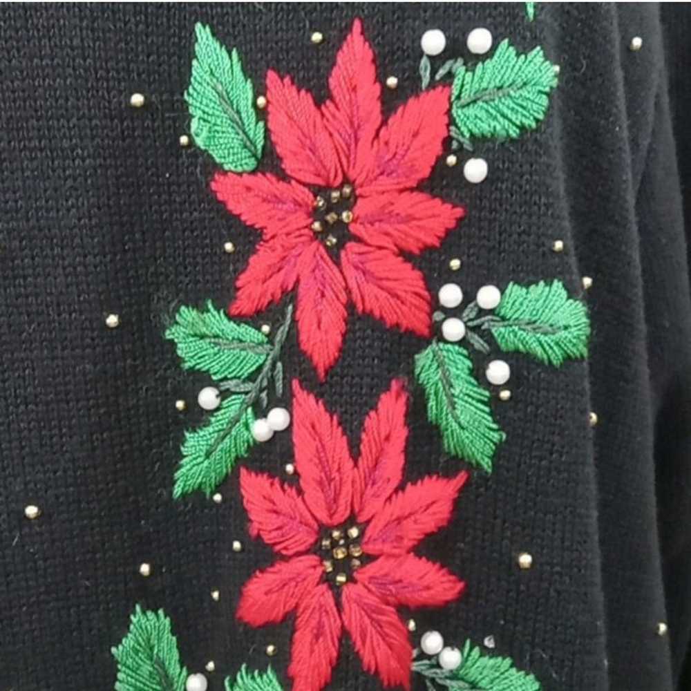 BP Design Vintage Poinsettia Christmas Sweater Bl… - image 4