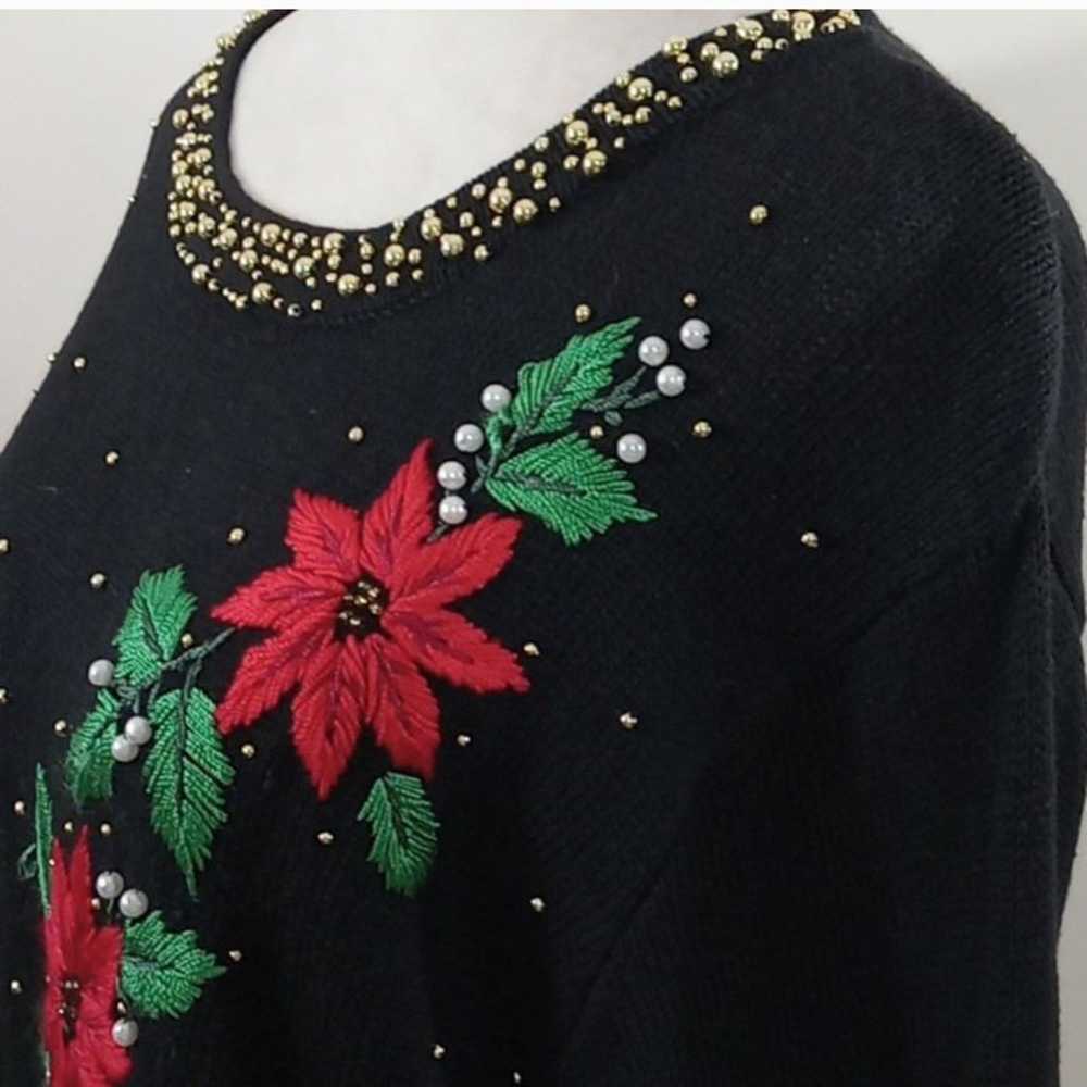 BP Design Vintage Poinsettia Christmas Sweater Bl… - image 8