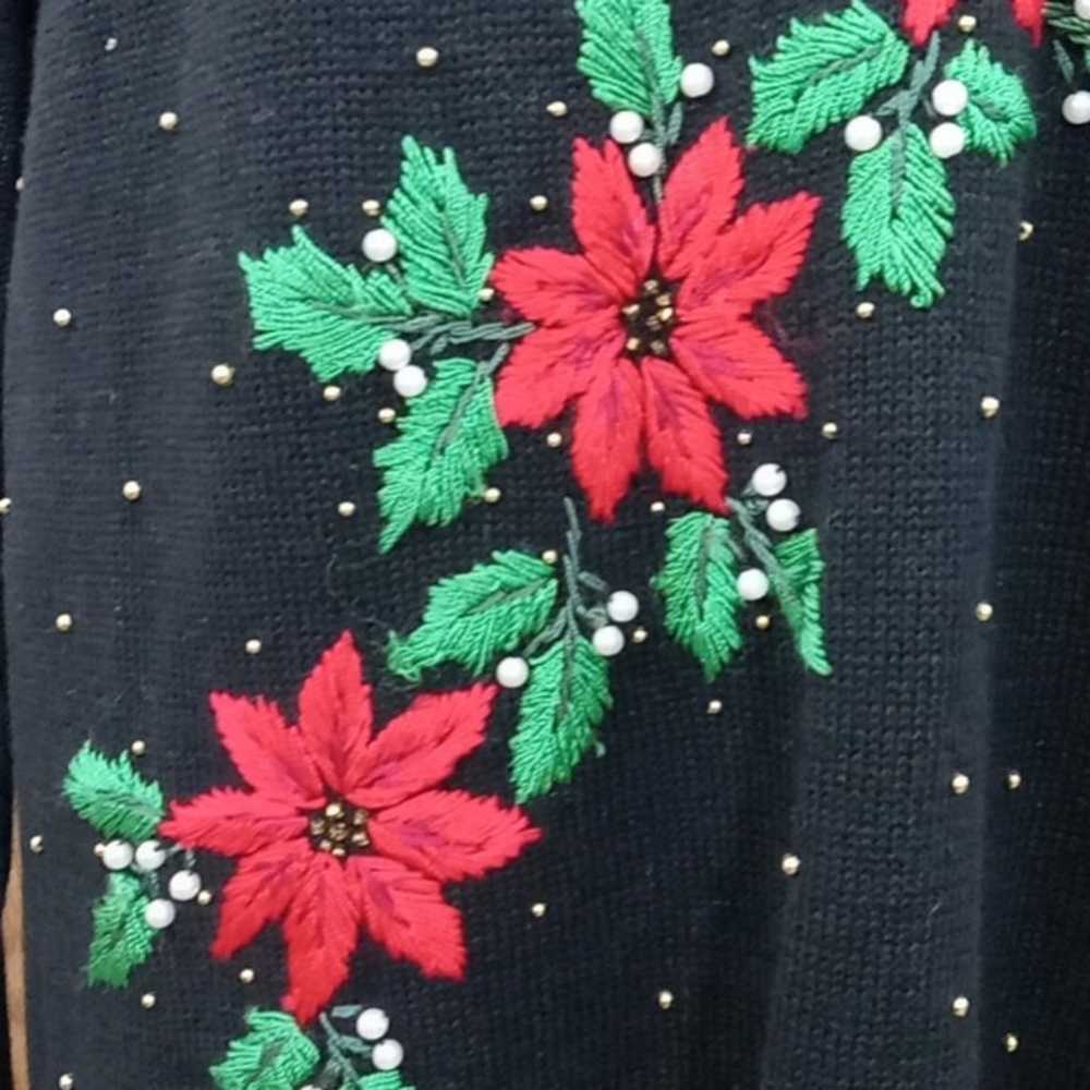 BP Design Vintage Poinsettia Christmas Sweater Bl… - image 9