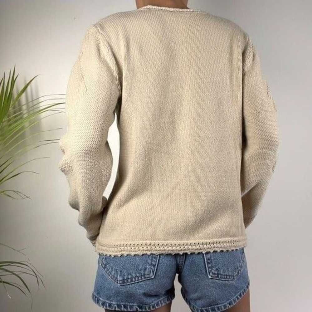 Villager Woman's Knit Sweater Beige Vintage - image 4