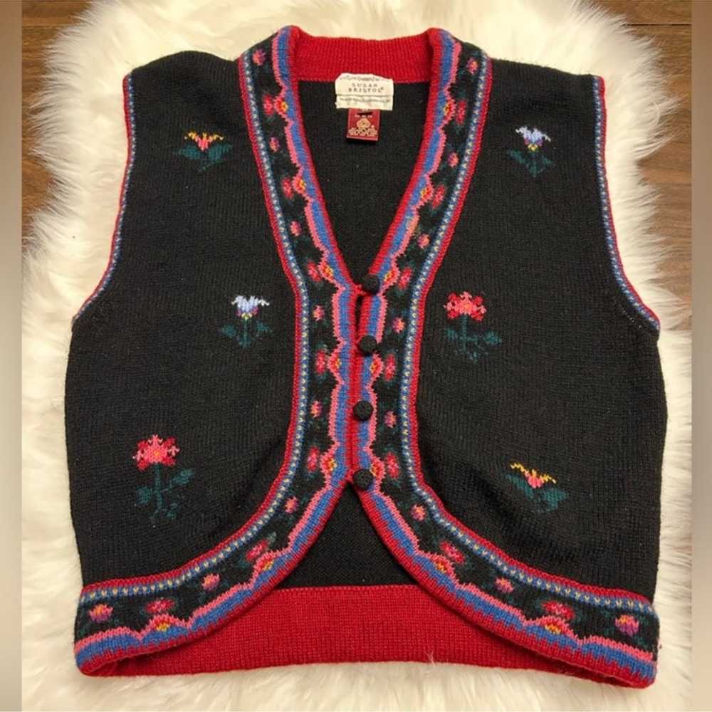 SUSAN BRISTOL Vintage 1990’s Pure Wool Sweater Ve… - image 2