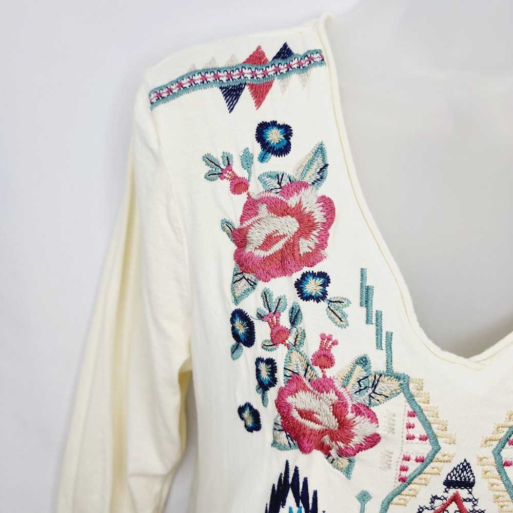 Johnny Was Johnny Was Cream V Neck Floral Embroid… - image 6