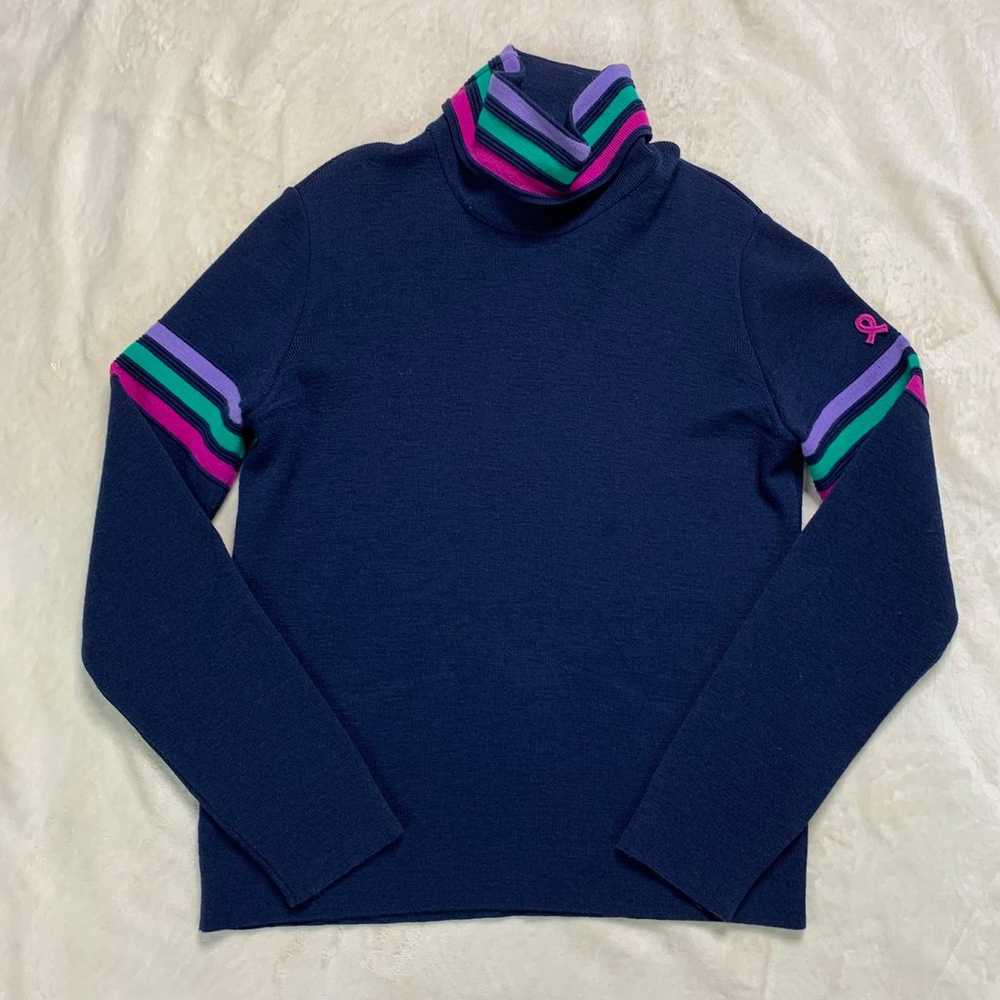 Vintage Demetre Turtleneck Striped Virgin Wool Pu… - image 1