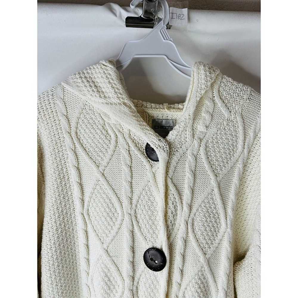 VTG 90s Womens Medium Chunky Cotton Cable Knit Ho… - image 2