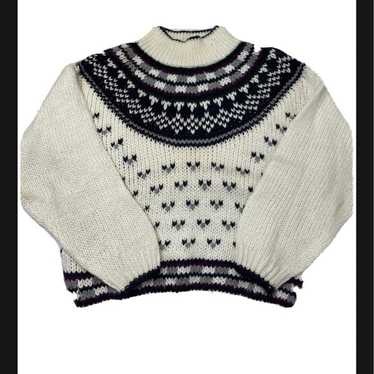 90s Handknit Fair Isle Sweater - image 1