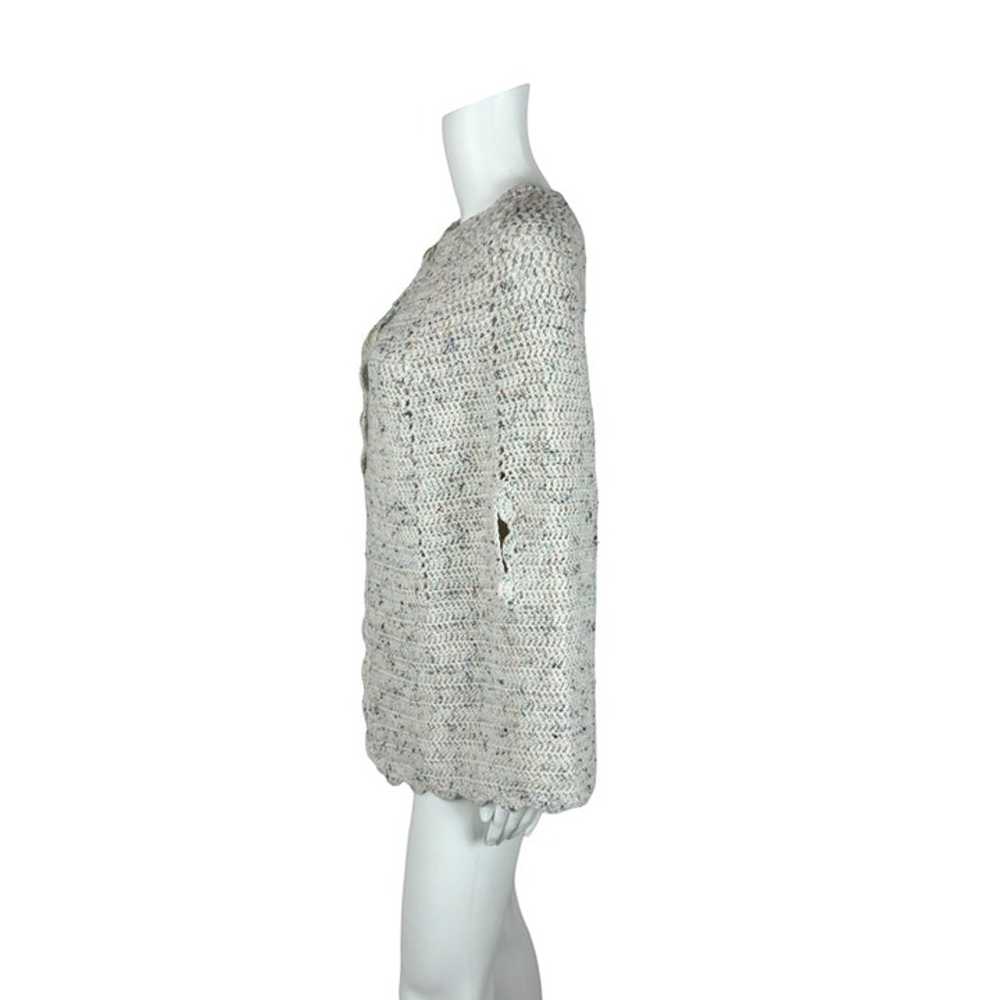 Vintage 60s Crochet Cape Women's Medium White Rai… - image 8