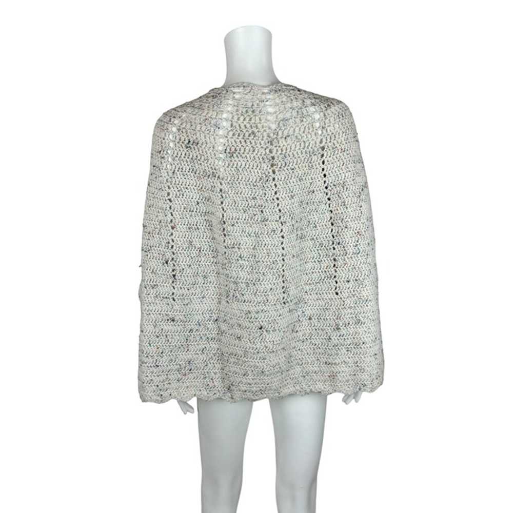 Vintage 60s Crochet Cape Women's Medium White Rai… - image 9